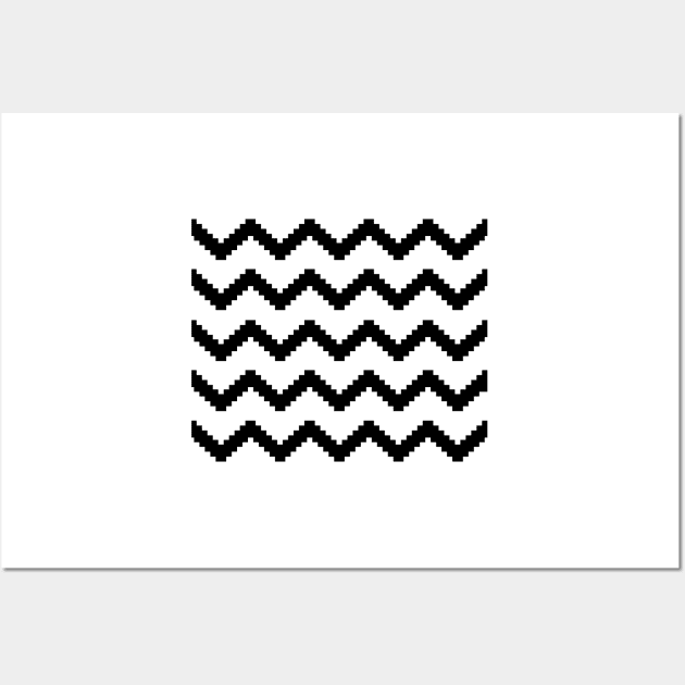 Zigzag geometric pattern - black and white. Wall Art by kerens